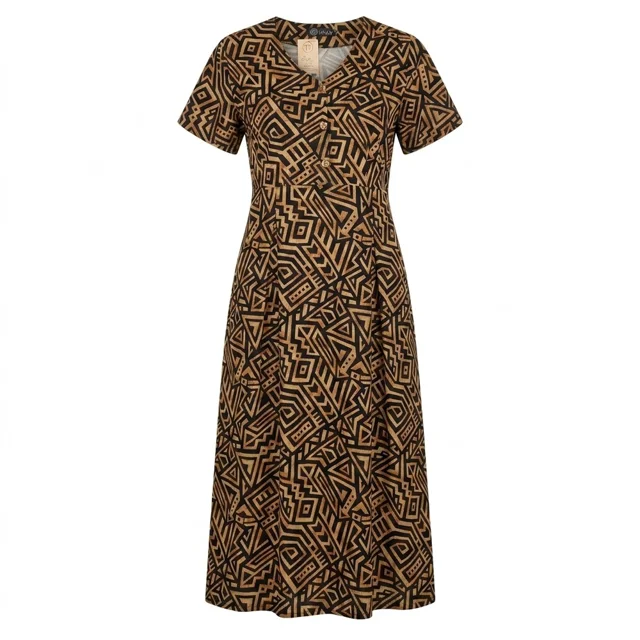 N008 Printed 3-Button Shirt مشکی نخودی